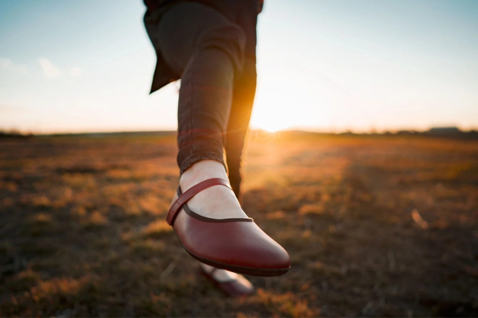 Балетки Ahinsa Ananda Ballet с ремешком Barefoot — бордовый, фото 13